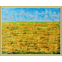 „Maci rataciti in lanul de grau”- tablou peisaj20-0276 - Tablou unicat, pictat manual in original pe panza - Compozitii