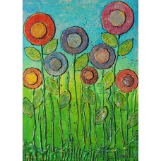 Floricele pentru fete….tablou cu flori, pictat manual pe panza, unicat