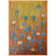 „Flori de camp la asfintit”- tablou cu flori20-0236 - Tablou unicat, pictat manual in original pe panza - 