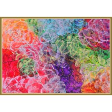 „Flori, in gradina bunicii” - tablou abstract20-0373 - Tablou unicat, pictat manual in original pe panza - Abstracte